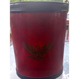 Kraftware Wastebasket Red Good Federal Eagle Faux Leather Vintage